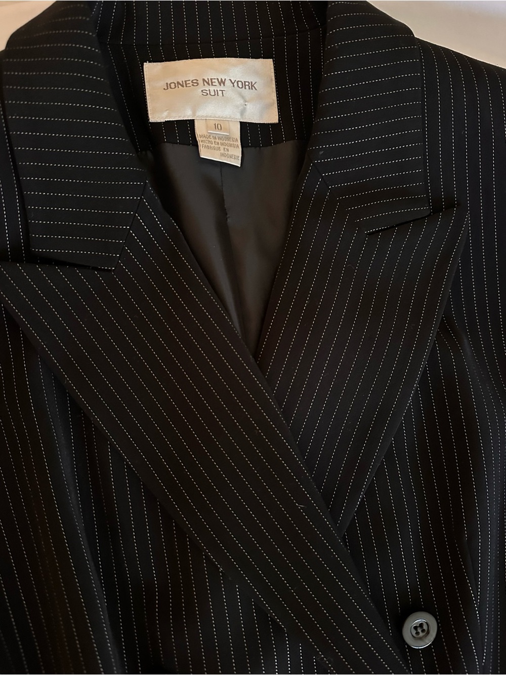Jones New York Black Pinstripe Double-Breasted Blazer - Picture 3 of 4